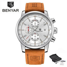 Load image into Gallery viewer, Stylish Wrist Watch For Men Genuine Leather Strap Watch Perfect Quartz Movement And Scratch Resistant Analog Chronograph Business Watches