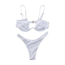 Load image into Gallery viewer, Push Up Unpadded Bikini Set Women 4 Colors Bandage Bikini Set Swimsuit Thong Bottom Swimwear Two Pieces Plain Bikini Bathing Suit Swimwear Bathing