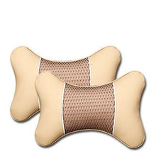 Load image into Gallery viewer, 2Pcs PU Leather Knitted Car Pillows Headrest Neck Rest Cushion Support Seat Accessories Auto Black Safety Pillow Universal Decor Car Neck Pillows Headrest Relief Filled Fiber Universal Car Pillow Both Side Pu Leather Pack Headrest For Car Neck Pillow