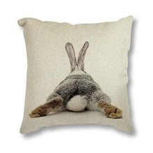 Load image into Gallery viewer, Animal Rabbit Deer Flower Crown Throw Pillow Case Cover Grey Rabbit Isolated On A White Background Bunny Tail Back Printed Decorative Linen Cotton Cushion Cover Pillow Case Nordic Cushion Cover Sofa Car Decoration 45x45CM