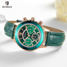 Load image into Gallery viewer, Luxury Green Business Women Watches Quartz Fashion Leather Strap Waterproof Multifunctional Wristwatch For Women
