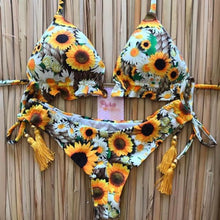 Load image into Gallery viewer, Women Push-up Bikini Swimwear Adjustable Swimsuit Bathing Suit Beachwear Women's Tie Bikini Lace Up Bottom String Swimsuit Bandage Swim Beach Wear Summer Comfortable Bikini Set