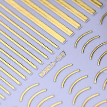 Load image into Gallery viewer, Gold 3D Nail Sticker Curve Stripe Lines Nails Stickers Gradient Adhesive Striping Tape Nail Foil Nail Art Stickers Decals Silver Strip Line Nail Decal Self-Adhesive 3D Wave Decal Decoration Metallic Curve Design Decoration for Women Girls
