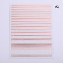 Load image into Gallery viewer, Gold 3D Nail Sticker Curve Stripe Lines Nails Stickers Gradient Adhesive Striping Tape Nail Foil Nail Art Stickers Decals Silver Strip Line Nail Decal Self-Adhesive 3D Wave Decal Decoration Metallic Curve Design Decoration for Women Girls