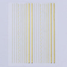Load image into Gallery viewer, Nail Strip Stickers Black Gold Rose Gold Silver Metal Strip Tape Nail Art Adhesive Foil Tips Nail Sticker Decals Metallic Curve Strip Line Nail Decal Self-Adhesive 3D Wave Design Decoration for Women Girls Tape Nail Art Stickers Decal Decoration