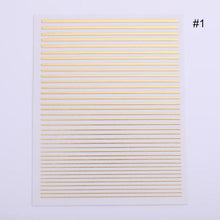 Load image into Gallery viewer, Nail Strip Stickers Black Gold Rose Gold Silver Metal Strip Tape Nail Art Adhesive Foil Tips Nail Sticker Decals Metallic Curve Strip Line Nail Decal Self-Adhesive 3D Wave Design Decoration for Women Girls Tape Nail Art Stickers Decal Decoration