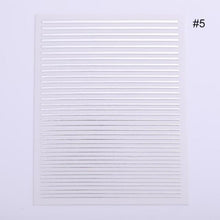 Load image into Gallery viewer, Nail Strip Stickers Black Gold Rose Gold Silver Metal Strip Tape Nail Art Adhesive Foil Tips Nail Sticker Decals Metallic Curve Strip Line Nail Decal Self-Adhesive 3D Wave Design Decoration for Women Girls Tape Nail Art Stickers Decal Decoration
