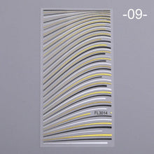 Load image into Gallery viewer, Nail Strip Stickers Black Gold Rose Gold Silver Metal Strip Tape Nail Art Adhesive Foil Tips Nail Sticker Decals Metallic Curve Strip Line Nail Decal Self-Adhesive 3D Wave Design Decoration for Women Girls Tape Nail Art Stickers Decal Decoration