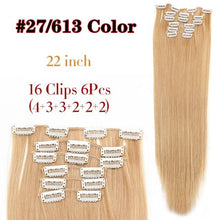 Load image into Gallery viewer, New Fashion 16 Clip In Hair Extension Long Straight Natural Black 6 Pcs/Set 16 Clips 22 Inch Synthetic Hair Piece Wigs For Black Women Cosplay Wigs For Women
