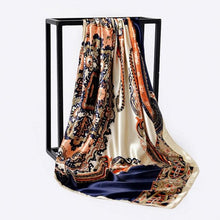 Load image into Gallery viewer, Luxury Long Soft Square Silk Scarves Lightweight Elegant Satin Silk Soft Head Wrap Escharpe Hijab Scarf Muslim Female Silky Shawls Wrap Hair Head Scarves Bandanna For Women 90*90cm