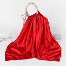Load image into Gallery viewer, Luxury Long Soft Square Silk Scarves Lightweight Elegant Satin Silk Soft Head Wrap Escharpe Hijab Scarf Muslim Female Silky Shawls Wrap Hair Head Scarves Bandanna For Women 90*90cm