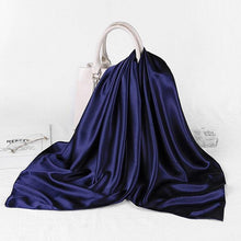 Load image into Gallery viewer, Luxury Long Soft Square Silk Scarves Lightweight Elegant Satin Silk Soft Head Wrap Escharpe Hijab Scarf Muslim Female Silky Shawls Wrap Hair Head Scarves Bandanna For Women 90*90cm