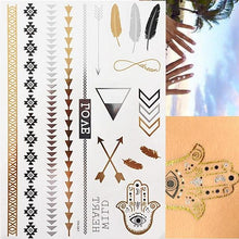 Load image into Gallery viewer, Body Tattoo Art Painting Stickers Glitter Gold Silver Temporary Waterproof Nontoxic Long Lasting Tattoos