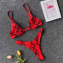 Load image into Gallery viewer, Underwired Bikini Female Swimsuit Women Swimwear Two-Piece V Shape Wire Bikini Set Bather Bathing Suit Women Micro Bikini Set Shiny Metallic 2 Piece Swimsuit Push Up Underwire Swimwear Bathing Suit