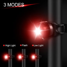 Load image into Gallery viewer, 3 IN 1 Bike Bicycle Light Set USB LED Waterproof Super Bright Zoom Headlight Super Bright 3 Light Modes Bicycle Light Set Flashlight Easy Installs In Seconds Fits All Bicycles Powerful Bright Light 8000 Lumen