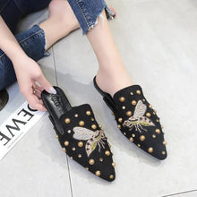 Load image into Gallery viewer, Luxury Women Mules Ladies Summer Slippers Women Shoes New Low Heels Flat Casual Shoes Woman Flip Flops Mules For Women Slip On Flats Loafers Pointed Toe Womens Mules