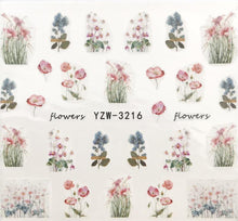 Load image into Gallery viewer, Flower Animal Designs Water Transfer Sticker Nail Art Decals Fashion Wraps Tips Manicure Tools Nail Watermark Decals iridescent Decoration Nail Self-Adhesive Decals Nail Stickers Water Transfer Fresh Nail Decals for Nail Art
