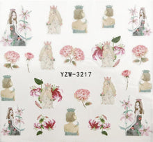 Load image into Gallery viewer, Flower Animal Designs Water Transfer Sticker Nail Art Decals Fashion Wraps Tips Manicure Tools Nail Watermark Decals iridescent Decoration Nail Self-Adhesive Decals Nail Stickers Water Transfer Fresh Nail Decals for Nail Art