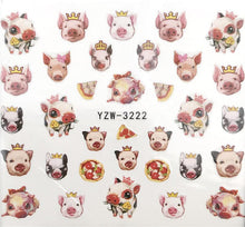 Load image into Gallery viewer, Flower Animal Designs Water Transfer Sticker Nail Art Decals Fashion Wraps Tips Manicure Tools Nail Watermark Decals iridescent Decoration Nail Self-Adhesive Decals Nail Stickers Water Transfer Fresh Nail Decals for Nail Art