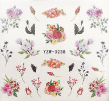 Load image into Gallery viewer, Flower Animal Designs Water Transfer Sticker Nail Art Decals Fashion Wraps Tips Manicure Tools Nail Watermark Decals iridescent Decoration Nail Self-Adhesive Decals Nail Stickers Water Transfer Fresh Nail Decals for Nail Art