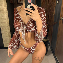 Load image into Gallery viewer, New Bikini Bikini Swimsuit For Women 3 Pieces Set Knot Front Off Shoulder Cover Up with Halter Bikini Sets Bathing Suit Women Swimwear Female Swimsuit Three-pieces Bikini set Halter Bather Bathing Suit Swim Beach Lady