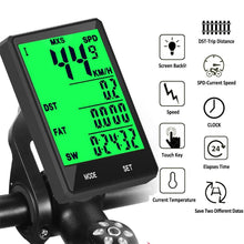 Load image into Gallery viewer, Waterproof Bicycle Computer Wireless And Wired Bike Cycling Odometer Stopwatch Speedometer Bicycle Speedometer With LCD Display 20 Functions And Automatic Wake-up