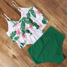 Load image into Gallery viewer, Leopard Bikini High Waist Bikini Animal Print Floral Swimsuit Ruffle Swimsuit Plus Size Swimwear Women Swimsuits for Women Two Piece Bathing Suits Ruffle Tops With High Waist Bottoms Bikini Sets For Teen Girls