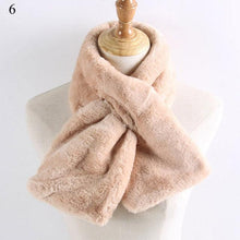 Load image into Gallery viewer, New Winter Solid Color Warm Thicken Soft Collar Scarf Faux Rabbit Fur Neckerchief Plush Warm Hot Scarfs Cross Collar Scarf Shawl Solid With Pearl Elegant For Women