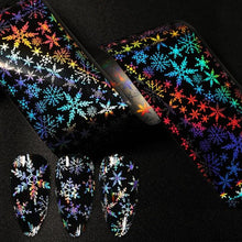 Load image into Gallery viewer, Christmas Silver Snowflakes Nail Art Foil Transfer Glitter Stickers 3D Nail Art Decals Designer Manicuring Decoration Xmas Gift Nails Snowflake Nail Art Stickers Decals Christmas Nail 3D Self Adhesive Nail Stickers for Acrylic Nails Snowflake