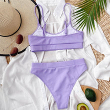 Load image into Gallery viewer, Female High Waist Swimsuit Bikini Sports Swimsuits For Women Two Piece Crop Top Bikini Set High Waist High Cut Bathing Suits Women Swimwear Two-piece Bikini Set Bathing Suit Swimwear