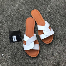 Load image into Gallery viewer, New Slides Women Summer Slippers Outdoor Summer Beach Shoes Fashion Slip-On Woman Slippers Leather Sandals Women's Flip Flops Leather Slide Beach Pool Slipper Sandals