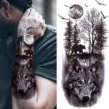 Load image into Gallery viewer, Large Wolf Tiger Black Tattoo Sticker Evil Death Temporary Tattoo Waterproof Big Tattoo Stickers For Mens Womens