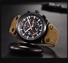 Load image into Gallery viewer, Mens Military Army Watches Analog Chronograph Watch Genuine Leather Strap Sports Casual Waterproof Male Quartz Wristwatch
