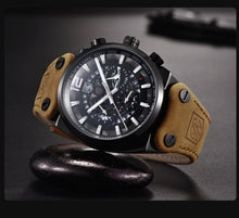Load image into Gallery viewer, Mens Military Army Watches Analog Chronograph Watch Genuine Leather Strap Sports Casual Waterproof Male Quartz Wristwatch