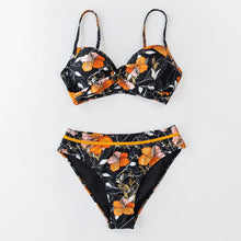 Load image into Gallery viewer, Push Up Floral Bikini Sets Women Two Pieces Swimsuits Women's Bathing Suits Push Up Halter Bandage Bikini Floral Printing Swim Bottoms Two Piece Swimsuits New Girl Beach Bathing Suits Swimwear