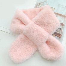Load image into Gallery viewer, New Winter Solid Color Warm Thicken Soft Collar Scarf Faux Rabbit Fur Neckerchief Plush Warm Hot Scarfs Cross Collar Scarf Shawl Solid With Pearl Elegant For Women