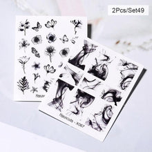 Load image into Gallery viewer, Abstract Lady Face Water Decals Fruit Flower Summer Leopard Alphabet Leaves Nail Stickers Water Black Leaf Sliders Marble Nail Art Stickers Water Transfer Nail Decals Full Wraps Gradient Acrylic Nail Kits for Women Manicure Decoration