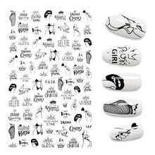 Load image into Gallery viewer, The New 3D Nail Sticker Cool English Letter stickers for nail Foil Love Heart Design Nails Accessories Fashion Manicure Sticker Stickers Girls Manicure Decoration Nail Art Supplies 3D Self-Adhesive Nail Decals Designer Nail Stickers for Acrylic Nails