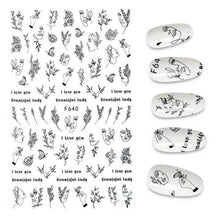 Load image into Gallery viewer, The New 3D Nail Sticker Cool English Letter stickers for nail Foil Love Heart Design Nails Accessories Fashion Manicure Sticker Stickers Girls Manicure Decoration Nail Art Supplies 3D Self-Adhesive Nail Decals Designer Nail Stickers for Acrylic Nails