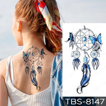 Load image into Gallery viewer, Black Sketchs Flowers Waterproof Temporary Tattoo Sticker Chest Flash Tattoo Wolf Diamond Flower Body Art Arm Fake Tattoo For Womens Men