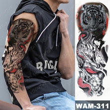 Load image into Gallery viewer, Large Tattoo Sleeve Arm Waterproof Temporary Sticker Tiger Fox For Arm Luxury Colorful Design