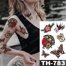 Load image into Gallery viewer, Gladiator Temporary Tattoo Sticker Flower Waterproof Big Modern Womens Mens Body Tattoo Luxury Design
