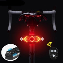 Load image into Gallery viewer, Bike Turn Signals Remote Control Bicycle Direction Indicator LED Rear Light USB Rechargeable Cycling Taillight With Horn Wireless Remote Control Bike Rear Light Back USB Rechargeable Safety Warning Cycling Light Fits On Any Road Bicycle