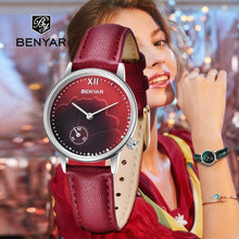 Load image into Gallery viewer, New Red Women Fashion Watch Quartz Luxury Leather Strap Analog Waterproof And Scratch Resistant Watches Excellent Gift For Women