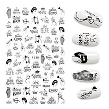 Load image into Gallery viewer, The New 3D Nail Sticker Cool English Letter stickers for nail Foil Love Heart Design Fashion Manicure Stickers Girls Manicure Decoration Nail Art Supplies 3D Self-Adhesive Nail Decals Designer Nail Stickers for Acrylic Nails