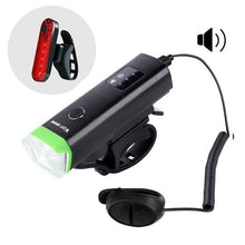 Load image into Gallery viewer, Waterproof Bicycle Light Smart Front Lamp Headlight With Horn USB Rechargeable LED Cycling Flashlight Bicycle Lights Set Powerful Lumens LED Bike Front For Adults Road Cycling Safety Flashlight