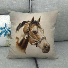 Load image into Gallery viewer, New Animal Pattern Pillow Cover Simple Wind Pillow Set Art Home Decorative Throw Pillow Cover Horse Cotton Linen Cushion for Couch Sofa Bedroom Livingroom Kitchen Car Restoring Ancient Ways Horse Head Decorative Cushion Covers 45x45CM