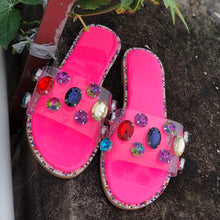 Load image into Gallery viewer, Slides Women Flip Flops Shoes Slippers Rhinestones Sandals Slide Diamond Slipper Slide Open Toe Flat Sandals With Clear Rhinestone Flip Flops Fashion Casual Slip On Party Shoes