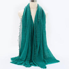 Load image into Gallery viewer, Light Soft Fashion Solid Scarf Crinkle Cotton Linen Wrap Shawl Hijab Muslim Woman Shawls Turban Islamic Clothing Head Wrap For Women