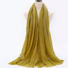 Load image into Gallery viewer, Light Soft Fashion Solid Scarf Crinkle Cotton Linen Wrap Shawl Hijab Muslim Woman Shawls Turban Islamic Clothing Head Wrap For Women